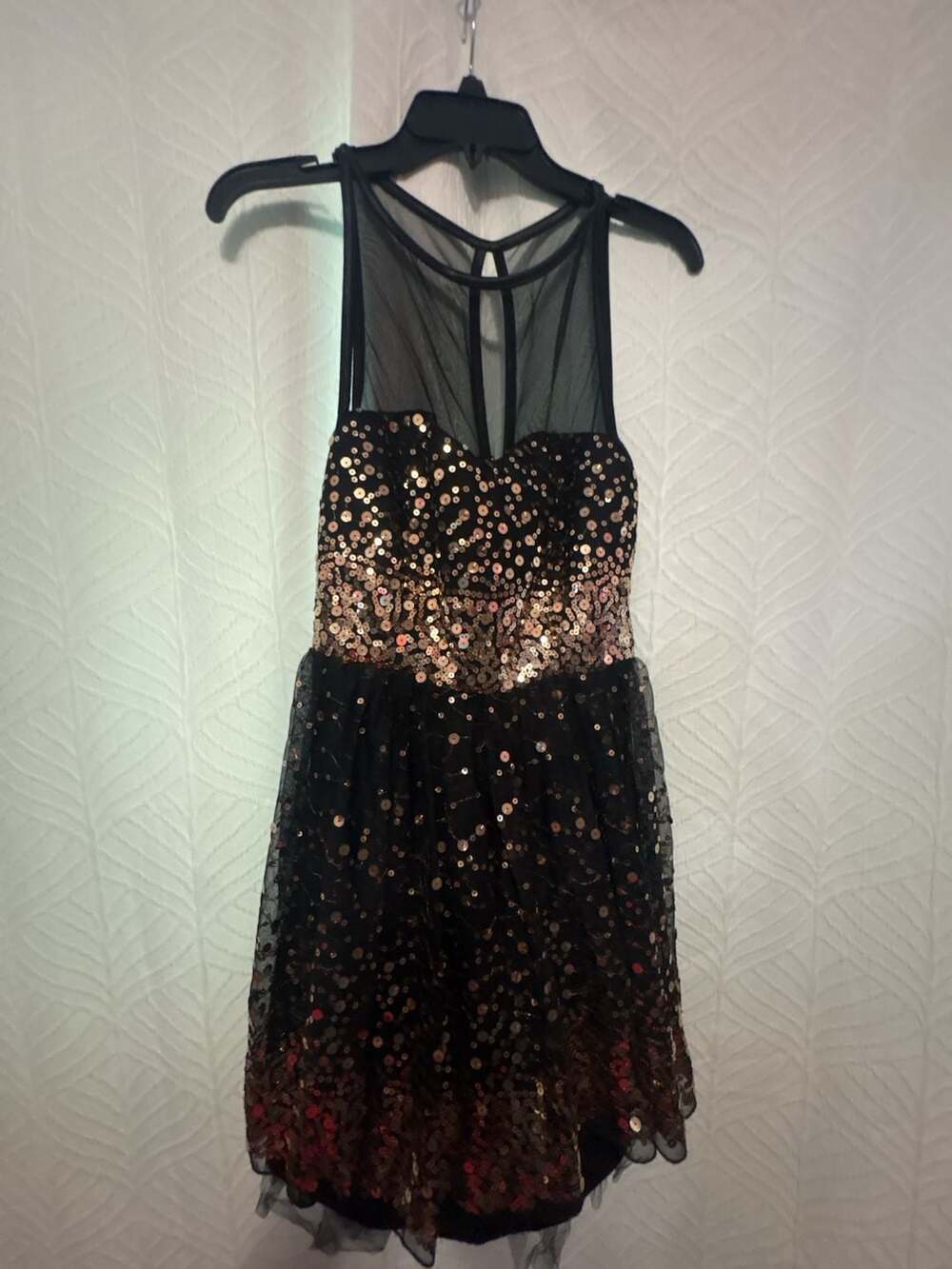Crystal Doll Black and Gold Sequin Cocktail Dress Size 5
